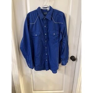 Vintage Mens Blair Western Cowboy Shirt Blue Pearl Snaps XL Rodeo Long‎ Sleeve